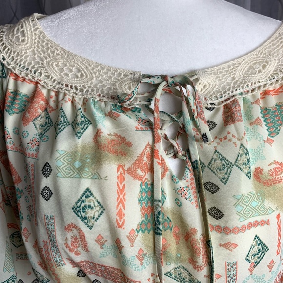 By HS Crochet and Tie Detail Elastic Waist Dress M - Picture 2 of 7